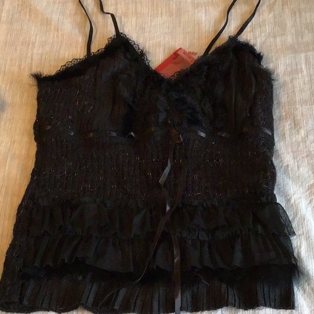 Black Fur finished knit Black Cami size small